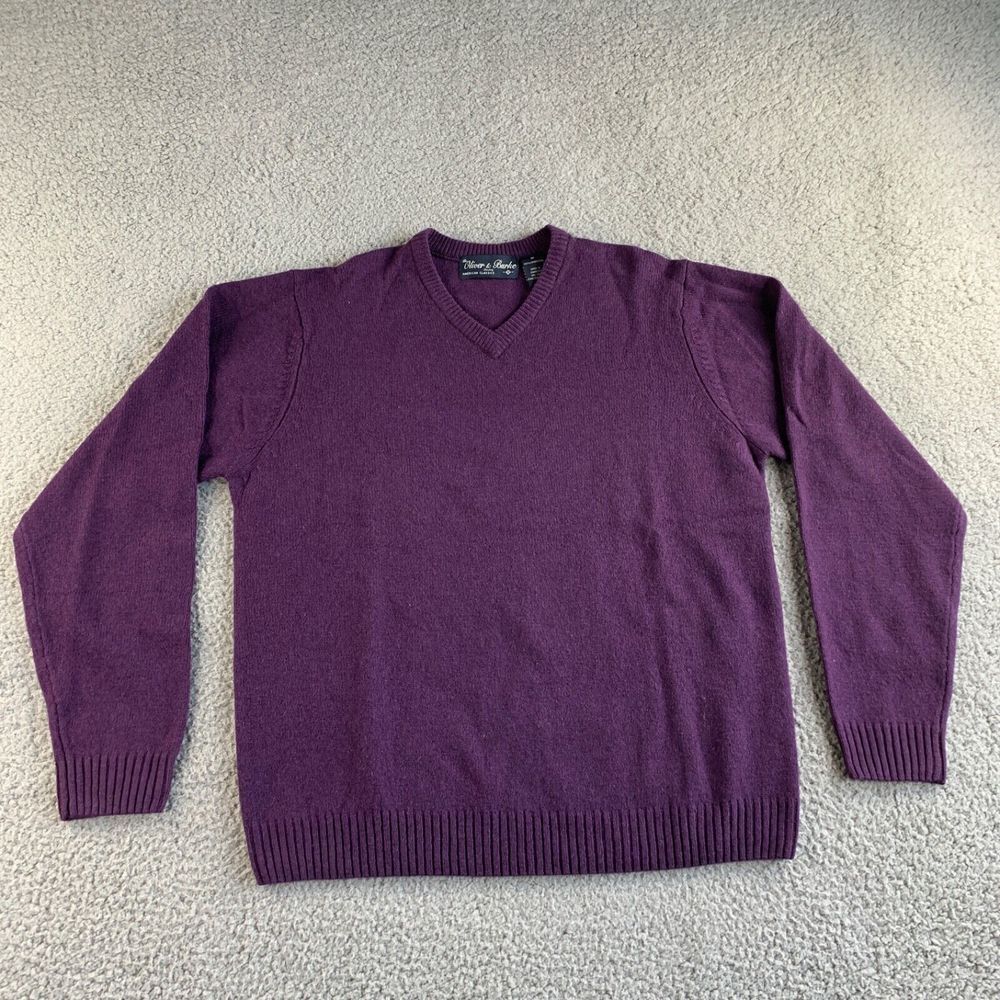 NEW Oliver & Burke Sweater Mens Medium Purple 100% Lambswool Pullover Classic‎